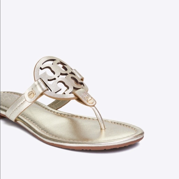 New Tory Burch Gold Miller Sandals - Picture 4 of 8